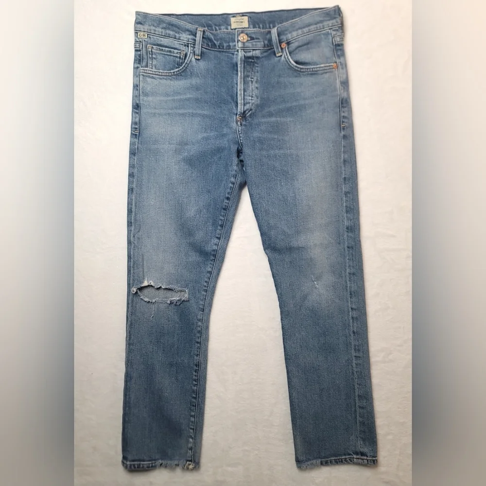 Citizens Of Humanity Emerson Slim Boyfriend Jean Sz 27 Distressed Raw Frayed Hem - Picture 1 of 15